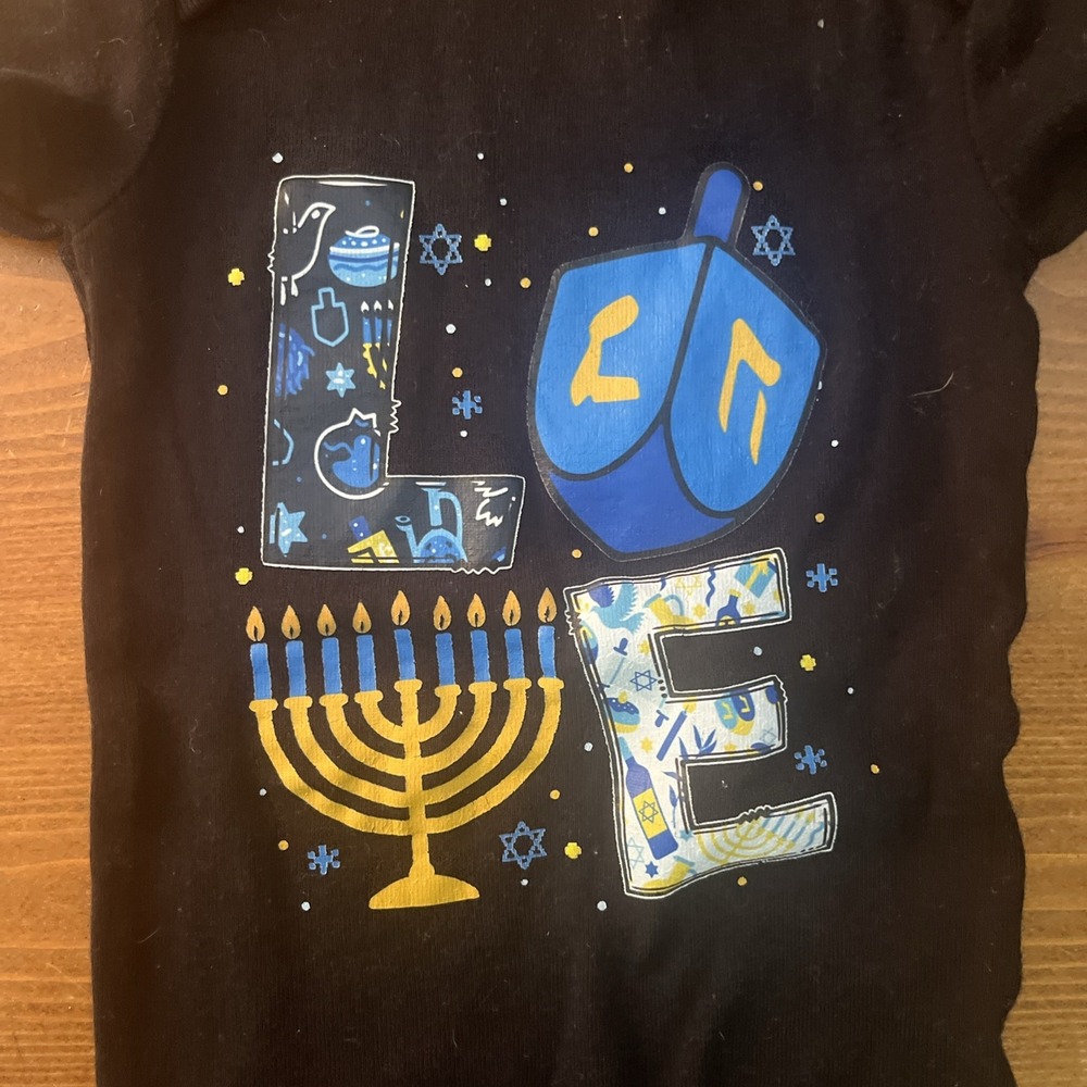 GERBER baby Hannukah Black Body Suit Size 12‎ Months - Picture 2 of 5